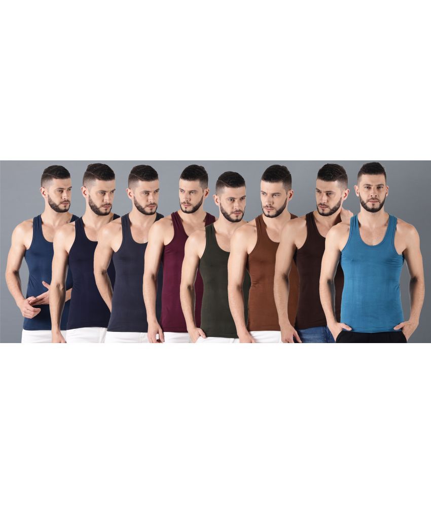     			Dollar Multi Cotton Men's Vest ( Pack of 8 )