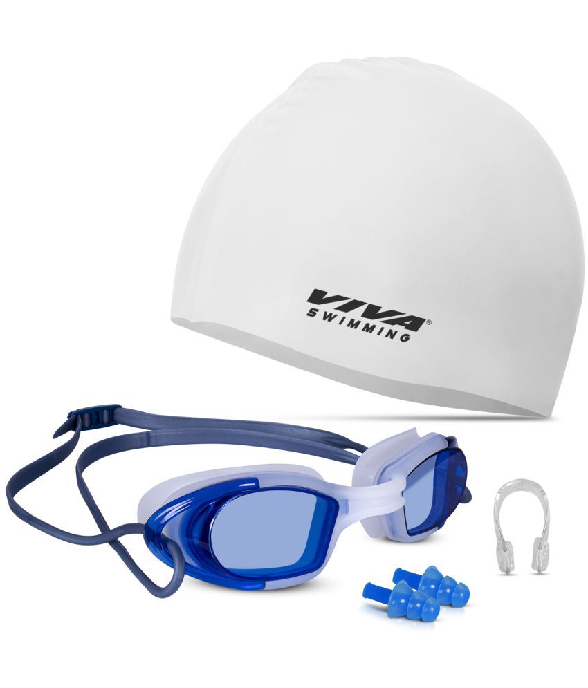     			VIVA SWIMMING Combo 616 Swimming Goggles & Swimming Cap, 2 Ear Plug With Nose Clip Swimming Kit