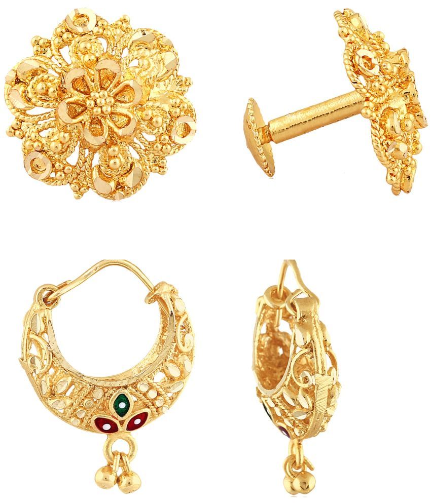     			VIVASTRI Golden Stud Earrings ( Pack of 2 )