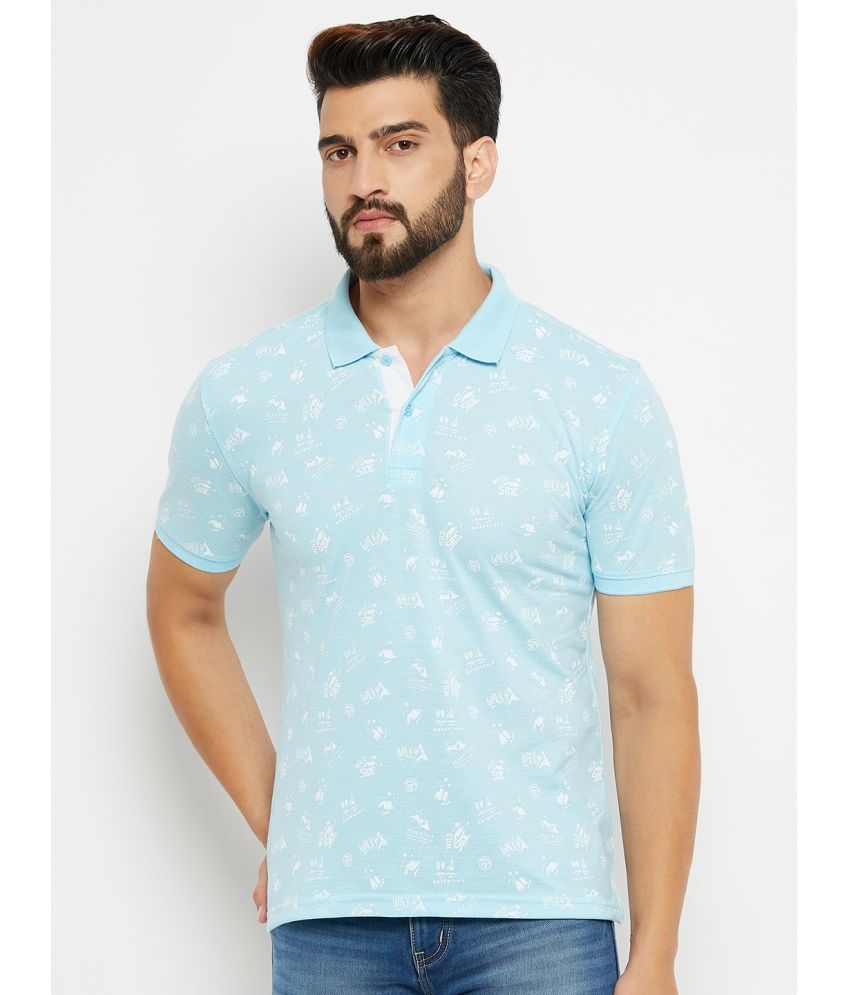     			XPLUMP Cotton Blend Regular Fit Printed Half Sleeves Men's Polo T Shirt - Sky Blue ( Pack of 1 )