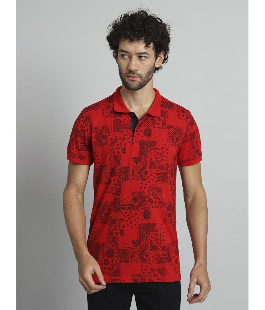     			XPLUMP Cotton Blend Regular Fit Printed Half Sleeves Men's Polo T Shirt - Red ( Pack of 1 )