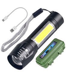HOMETALES 2 in 1 Rechargeable 7 Watt LED Flashlight Waterproof Torch Battery LED Light with box (Pack of 1)