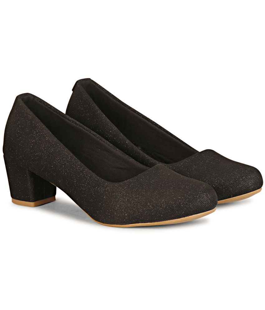     			Ishransh Black Women's Slip On Heels