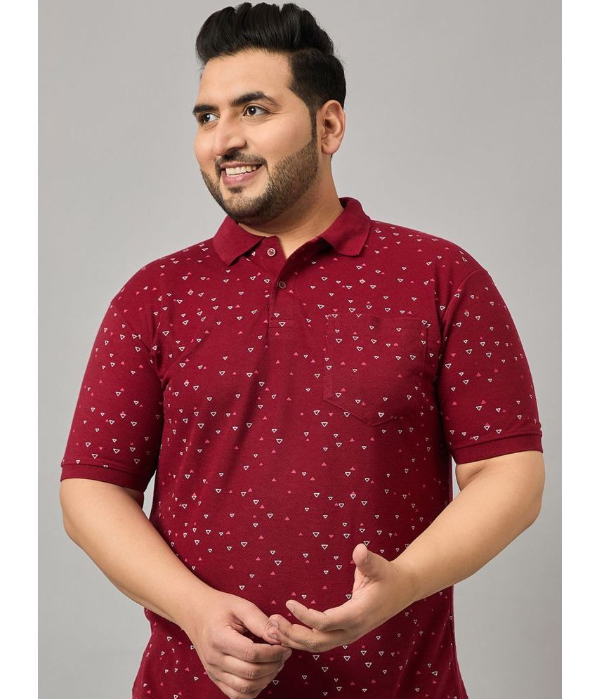     			Nyker Cotton Blend Regular Fit Printed Half Sleeves Men's Polo T Shirt - Maroon ( Pack of 1 )