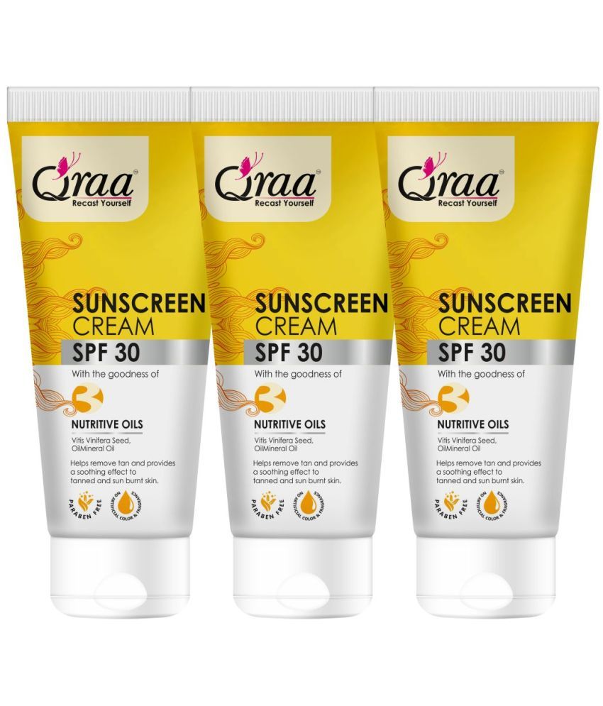     			Qraa Sunscreen - Spf 30 Pa++++ |Helps Remove Tan|Helps In Sun Burn|Parabens Free 300 Gm (Pack Of 3)