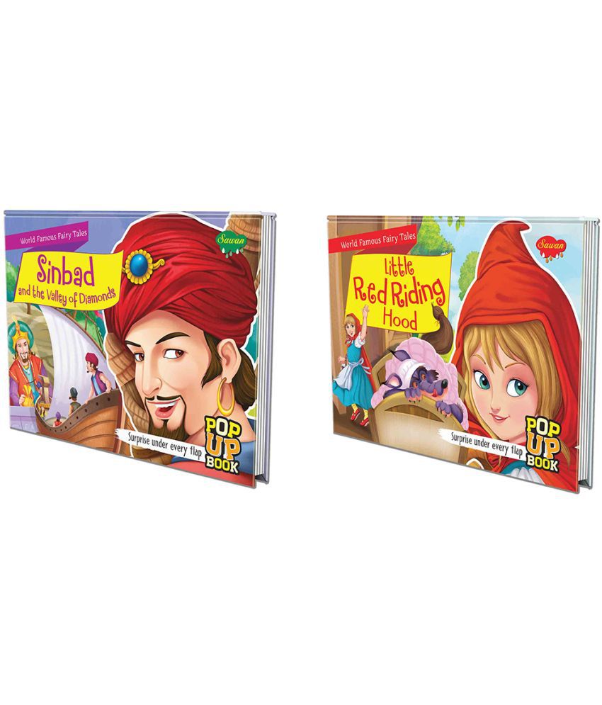     			Set of 2 POP UP books World Famous Fairy Tales | Little Red Riding Hood and Sinbad & the Valley of Diamonds| "Adventures Unveiled: Tales of Little Red Riding Hood and Sinbad's Valley of Diamonds"