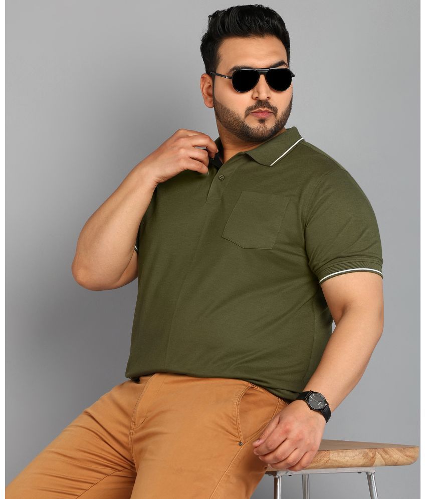     			XPLUMP Cotton Blend Regular Fit Solid Half Sleeves Men's Polo T Shirt - Olive Green ( Pack of 1 )