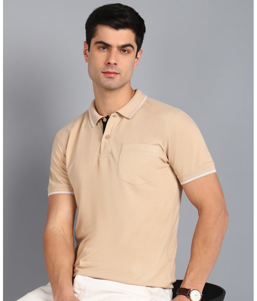     			XPLUMP Cotton Blend Regular Fit Solid Half Sleeves Men's Polo T Shirt - Beige ( Pack of 1 )