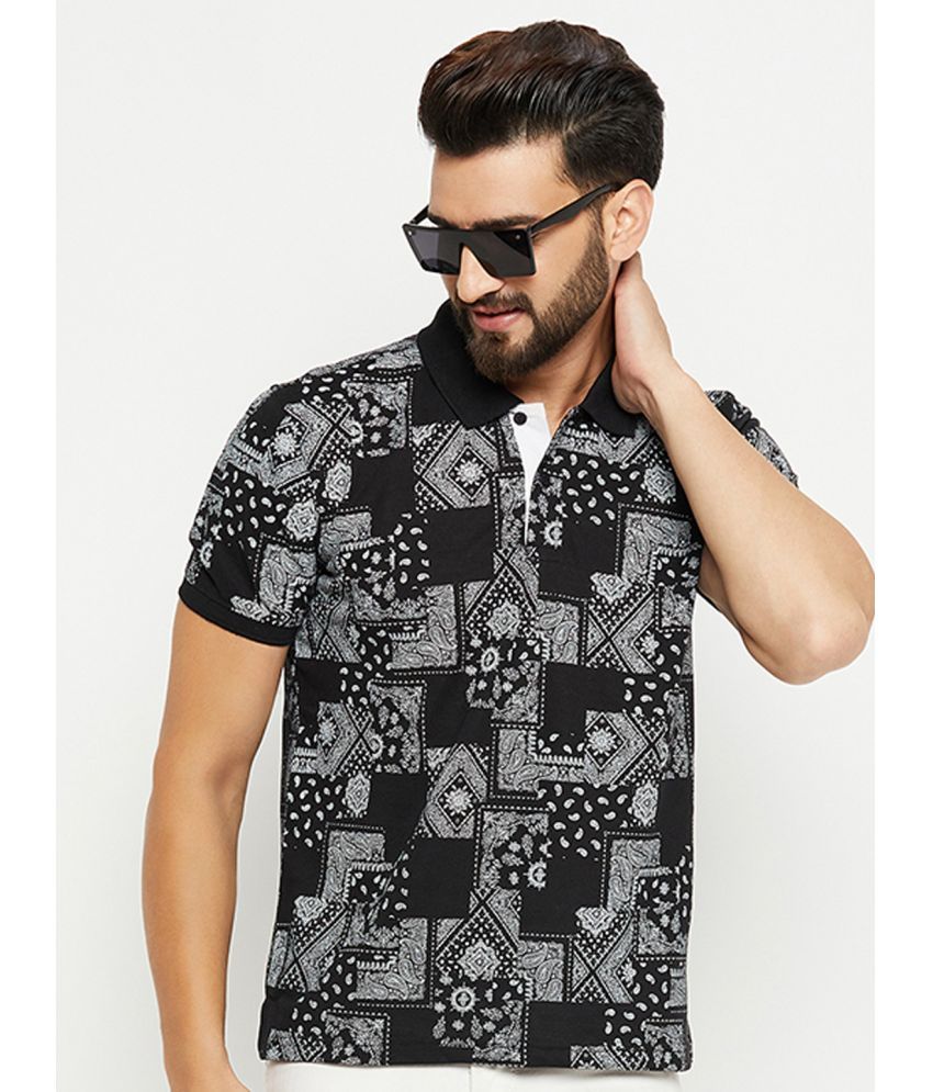     			XPLUMP Cotton Blend Regular Fit Printed Half Sleeves Men's Polo T Shirt - Black ( Pack of 1 )