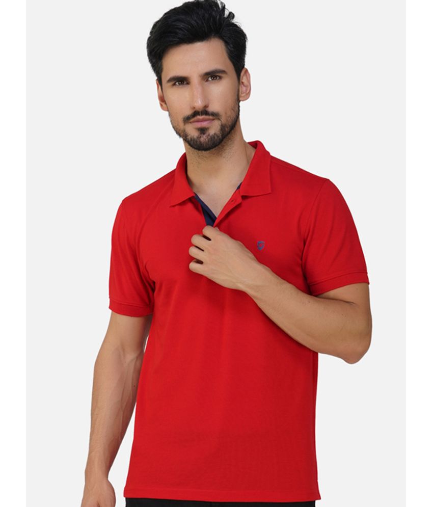     			XPLUMP Cotton Blend Regular Fit Solid Half Sleeves Men's Polo T Shirt - Red ( Pack of 1 )