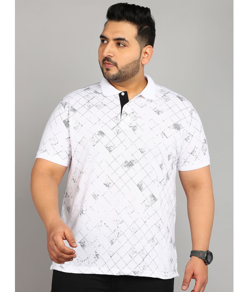     			XPLUMP Cotton Blend Regular Fit Printed Half Sleeves Men's Polo T Shirt - White ( Pack of 1 )