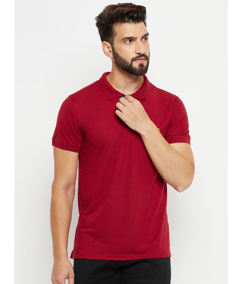     			XPLUMP Cotton Blend Regular Fit Solid Half Sleeves Men's Polo T Shirt - Maroon ( Pack of 1 )