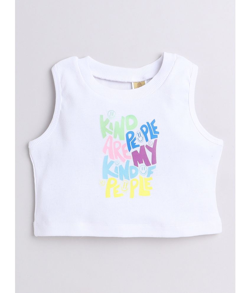     			Aww Hunnie White Cotton Girls Top ( Pack of 1 )