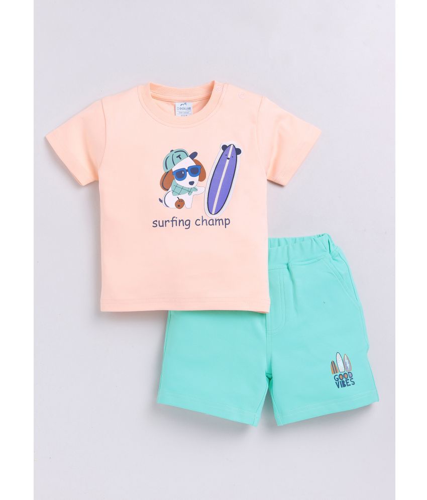     			Dollar Orange Cotton Baby Boy T-Shirt & Shorts ( Pack of 1 )