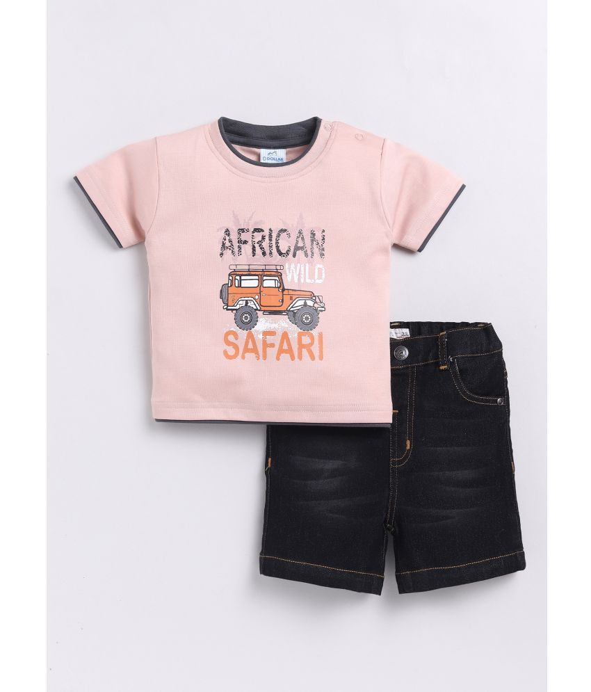     			Dollar Orange Cotton Baby Boy T-Shirt & Shorts ( Pack of 1 )