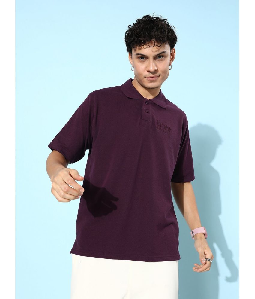     			Free Society Cotton Oversized Fit Printed Half Sleeves Men's Polo T Shirt - Maroon ( Pack of 1 )