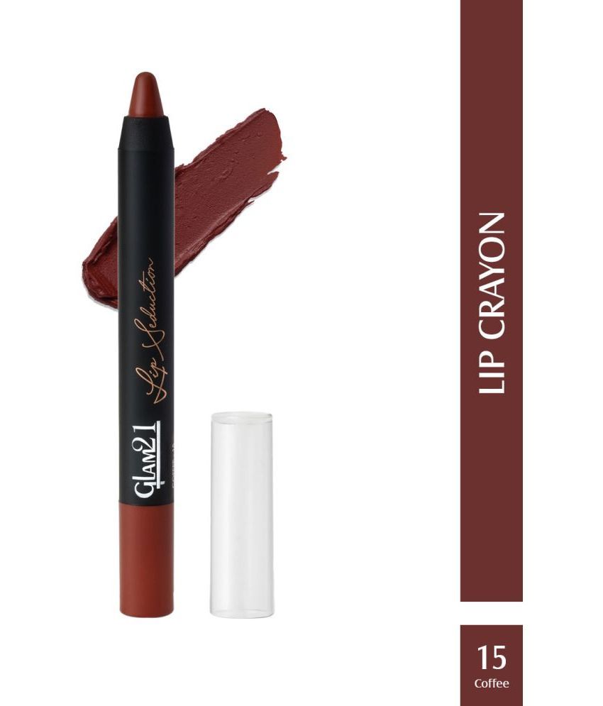     			Glam21 Lip Seduction Non- Transfer Crayon Lipstick With Creamy Matte Formula 2.8gm Coffee-15