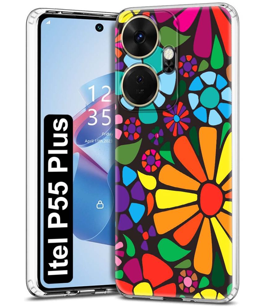     			NBOX Multicolor Printed Back Cover Silicon Compatible For Itel P55 Plus ( Pack of 1 )