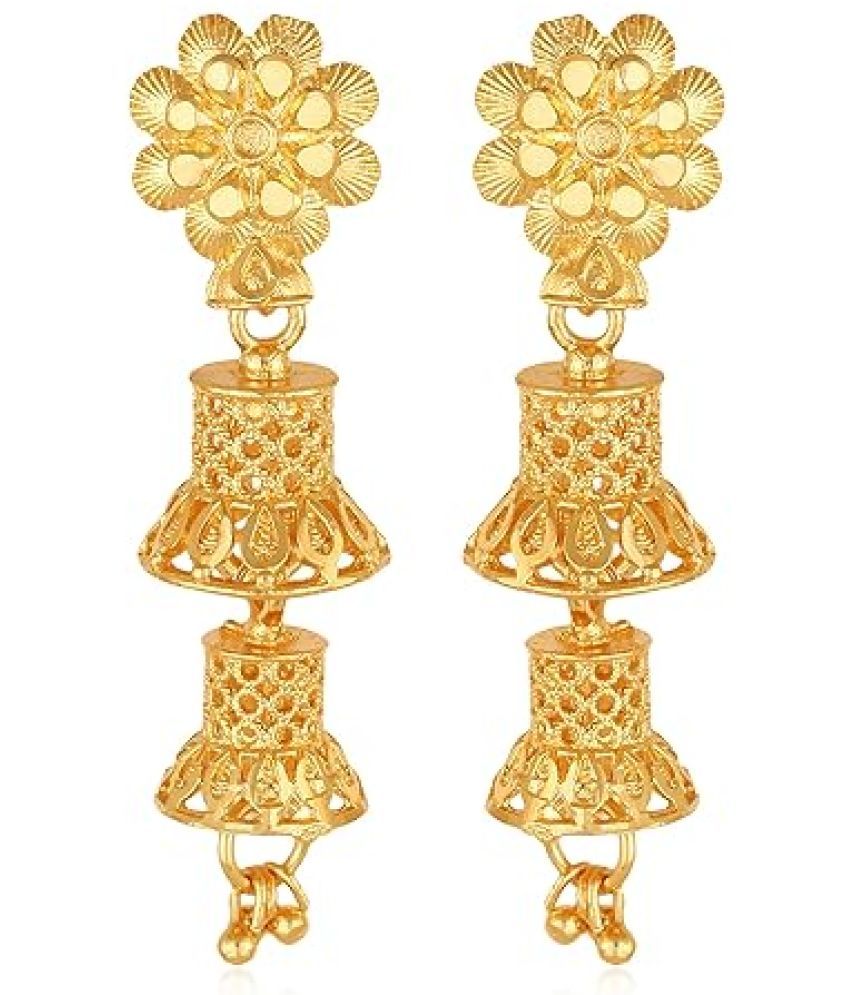     			VIVASTRI Golden Drop Earrings ( Pack of 1 )