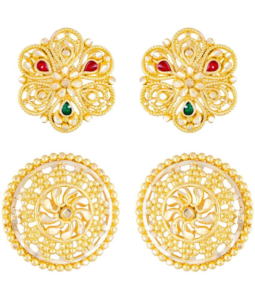     			VIVASTRI Golden Stud Earrings ( Pack of 2 )