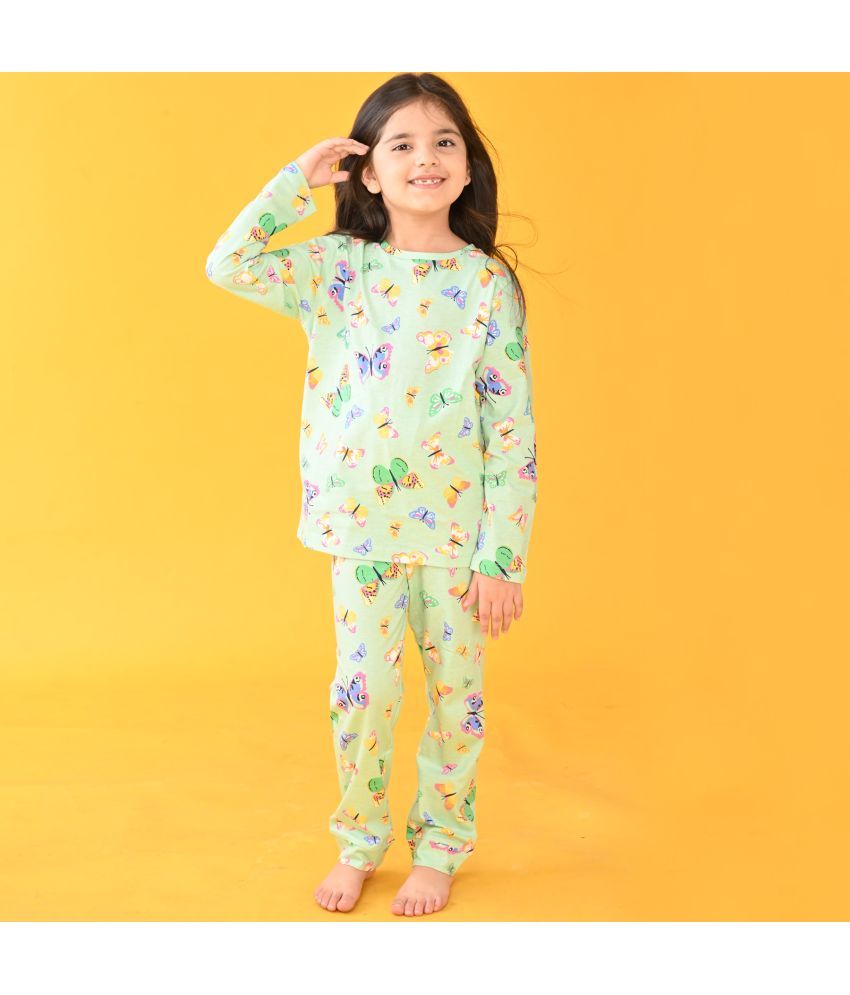     			ANTHRILO - Green Cotton Blend Girls Night Suit Set ( Pack of 1 )