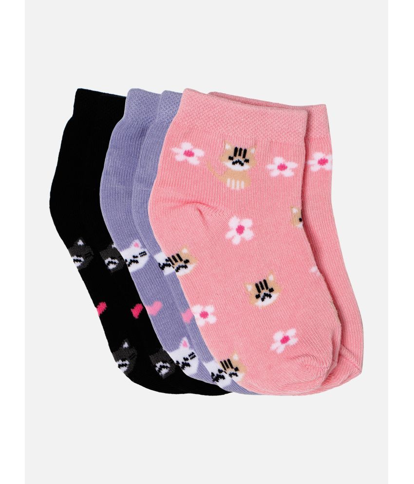     			Bodycare Multicolor Cotton Blend Girl's Ankle Length Socks ( Pack of 3 )