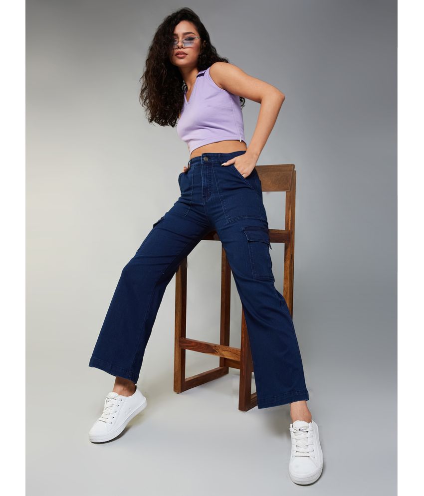     			Dolce Crudo - Navy Blue Denim Wide Leg Women's Jeans ( Pack of 1 )