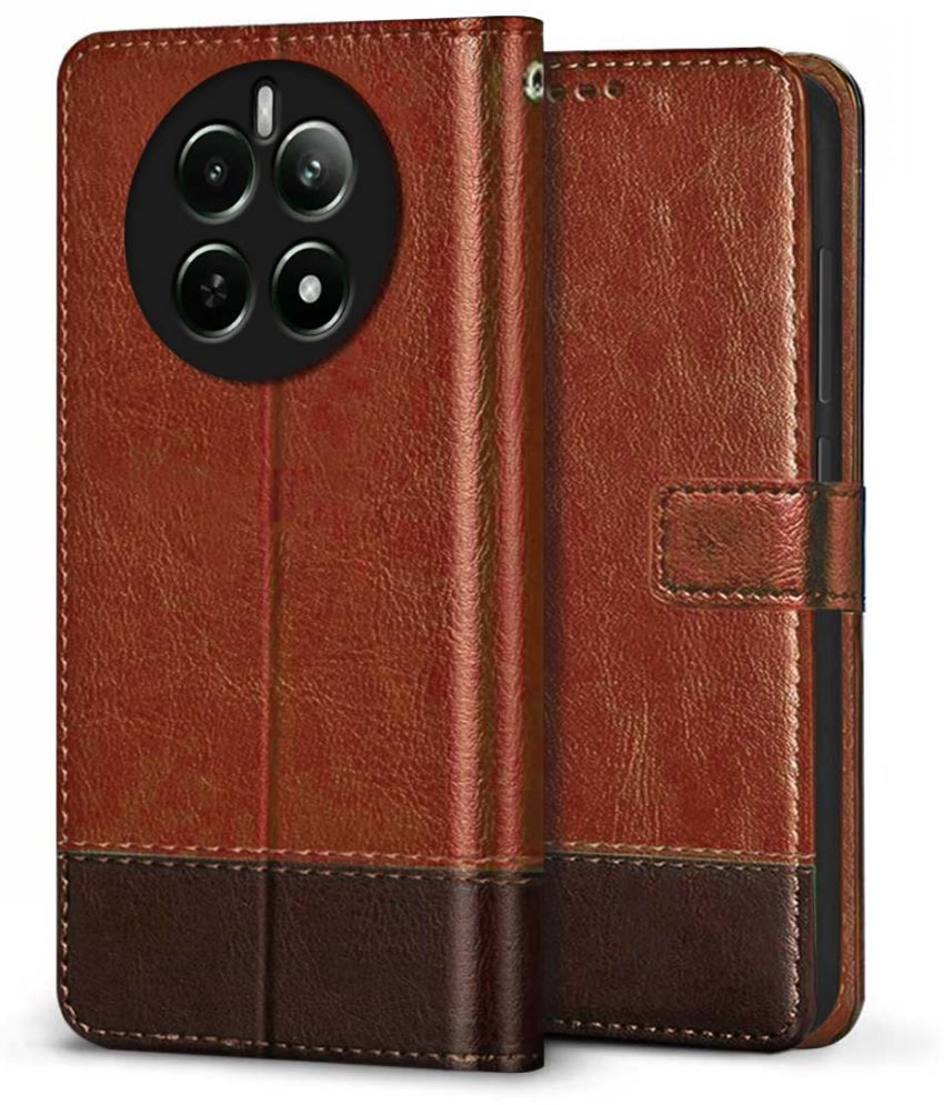     			Fashionury Brown Flip Cover Artificial Leather Compatible For Realme 12 Plus 5G ( Pack of 1 )