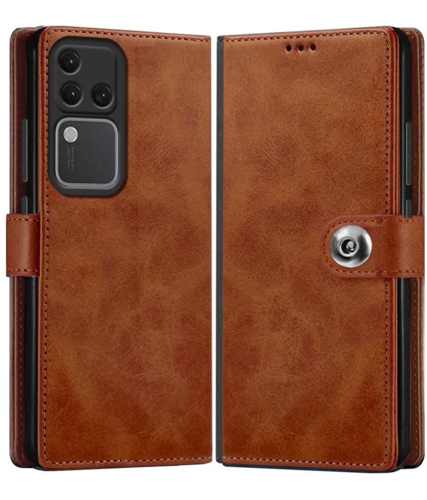     			Fashionury Brown Flip Cover Artificial Leather Compatible For Vivo V30 Pro 5G ( Pack of 1 )