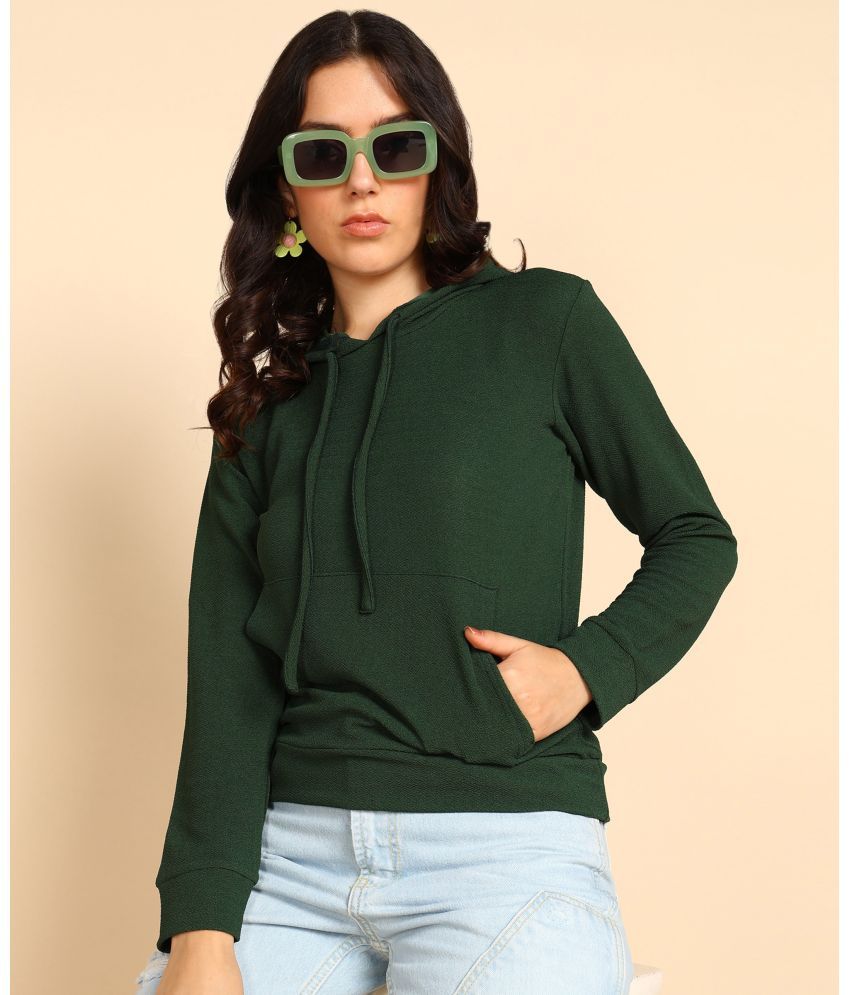     			POPWINGS Polyester Women's Hooded Sweatshirt ( Green )