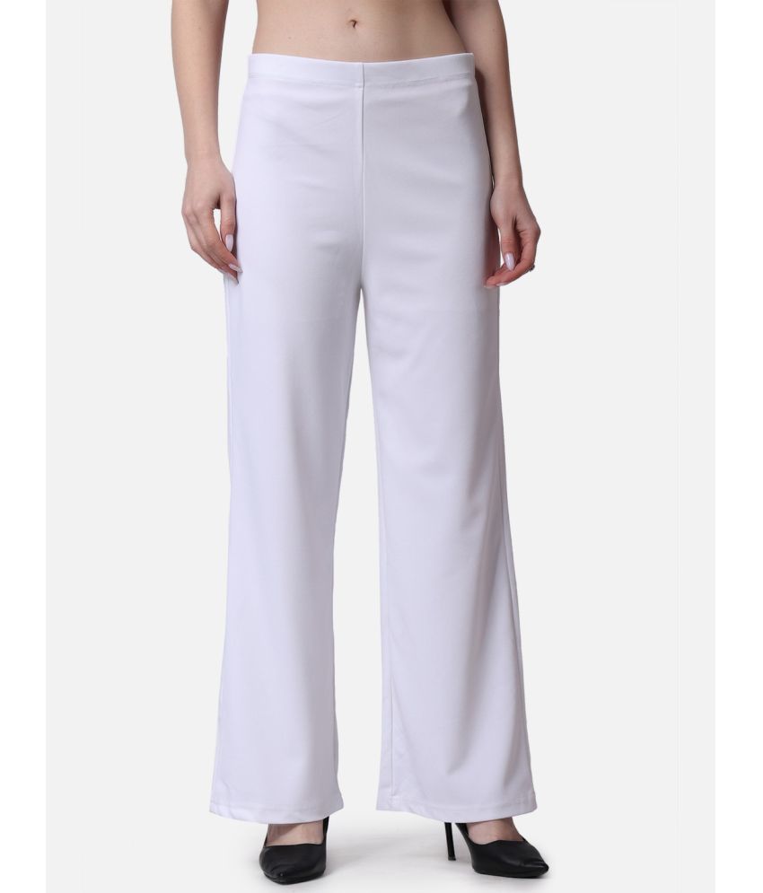     			POPWINGS White Polyester Flared Women's Casual Pants ( Pack of 1 )