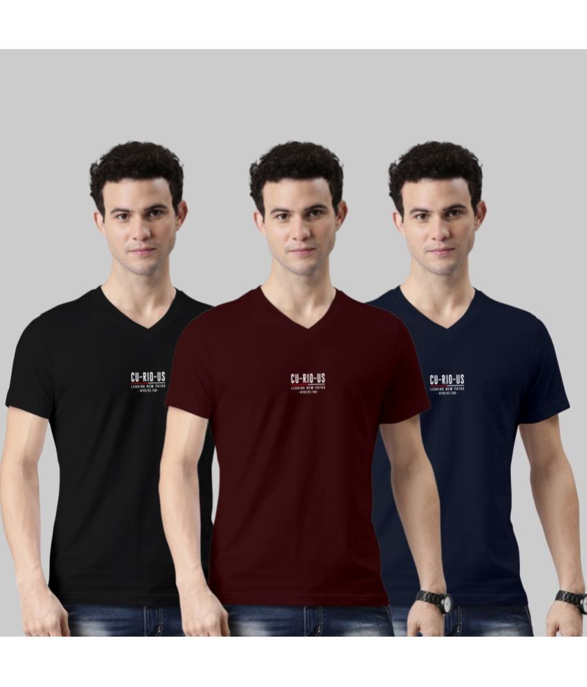    			TAB91 Cotton Blend Slim Fit Printed Half Sleeves Men's T-Shirt - Black ( Pack of 3 )