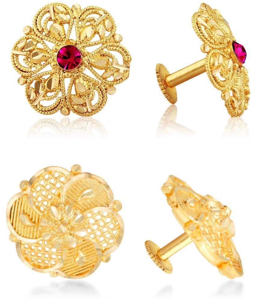     			VIVASTRI Golden Stud Earrings ( Pack of 2 )