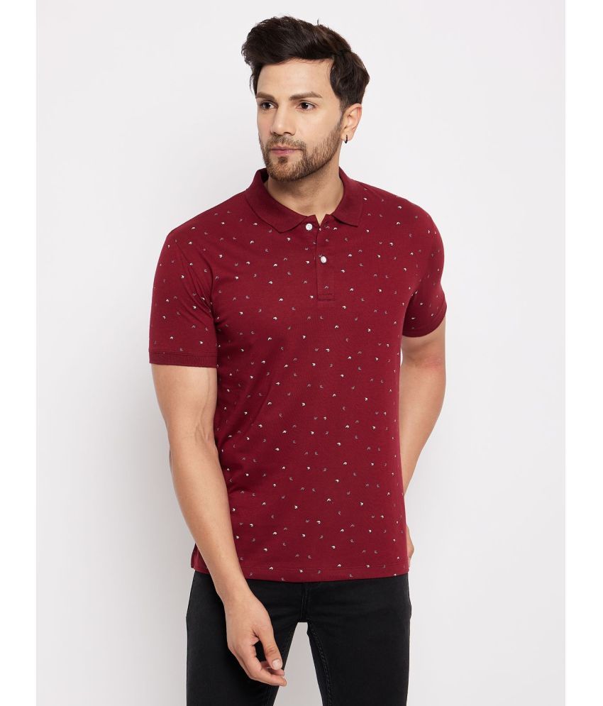     			Wild West Cotton Blend Regular Fit Printed Half Sleeves Men's Polo T Shirt - Maroon ( Pack of 1 )