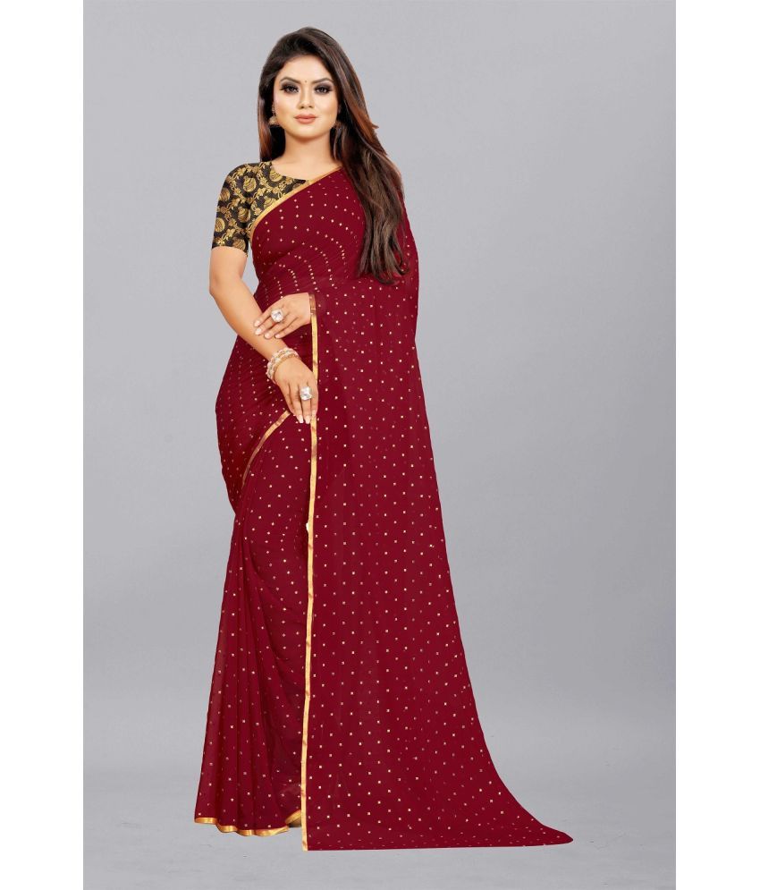     			Aardiva Chiffon Printed Saree With Blouse Piece - Maroon ( Pack of 1 )