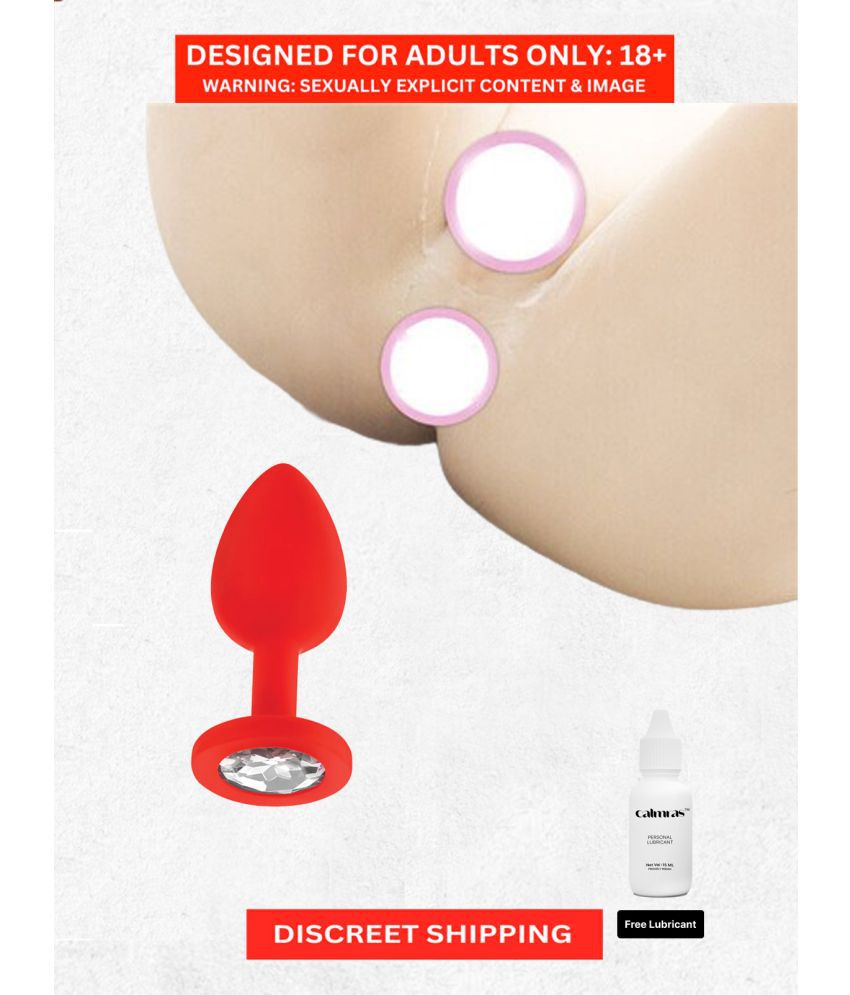     			Anal Plug with Removal Jewel- Small Anal Butt Plug 3 inch Full Length | Silicone Safe Material, Red Color Anal Toys for Women