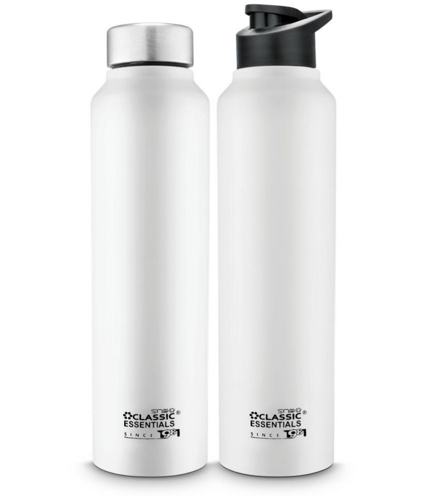     			Classic Essentials Spring/Hydrate/ Bottle and Sipper Combo White Water Bottle 1000 mL ( Set of 2 )