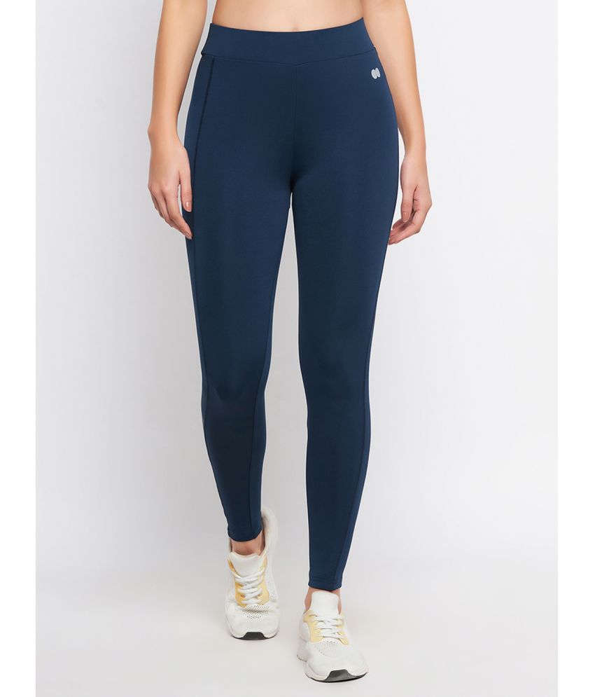    			Clovia Blue Polyester Solid Tights - Single