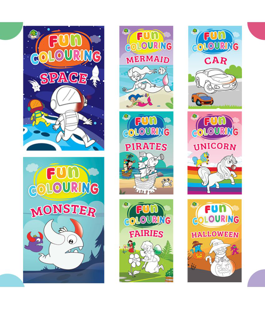     			Fun Colouring Books for Kids (Set of 8 Books) -Cars, Fairies, Halloween, Mermaids, Pirates, Space, Unicorns, and Monsters-[Paperback]