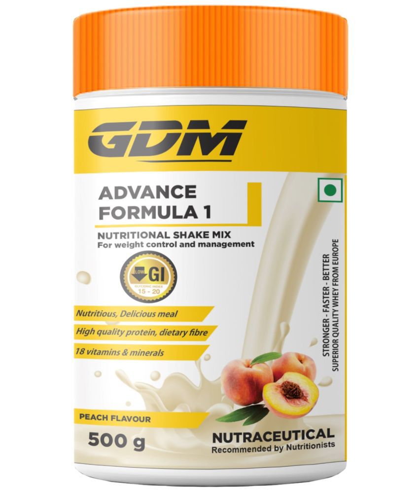     			GDM NUTRACEUTICALS LLP Advance Formula 1 Nutrition Shake - Peach 500 gm Meal Replacement Powder