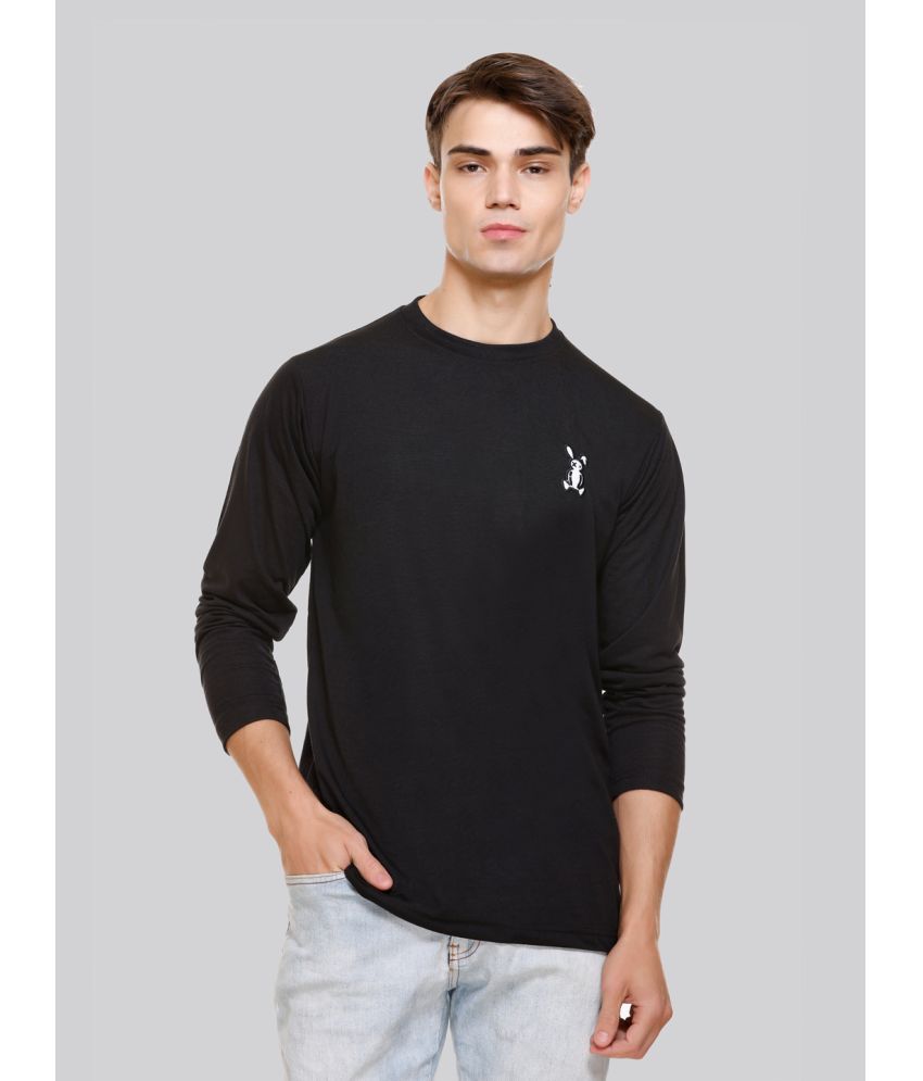     			HVBK Cotton Blend Regular Fit Solid Full Sleeves Men's T-Shirt - Black ( Pack of 1 )