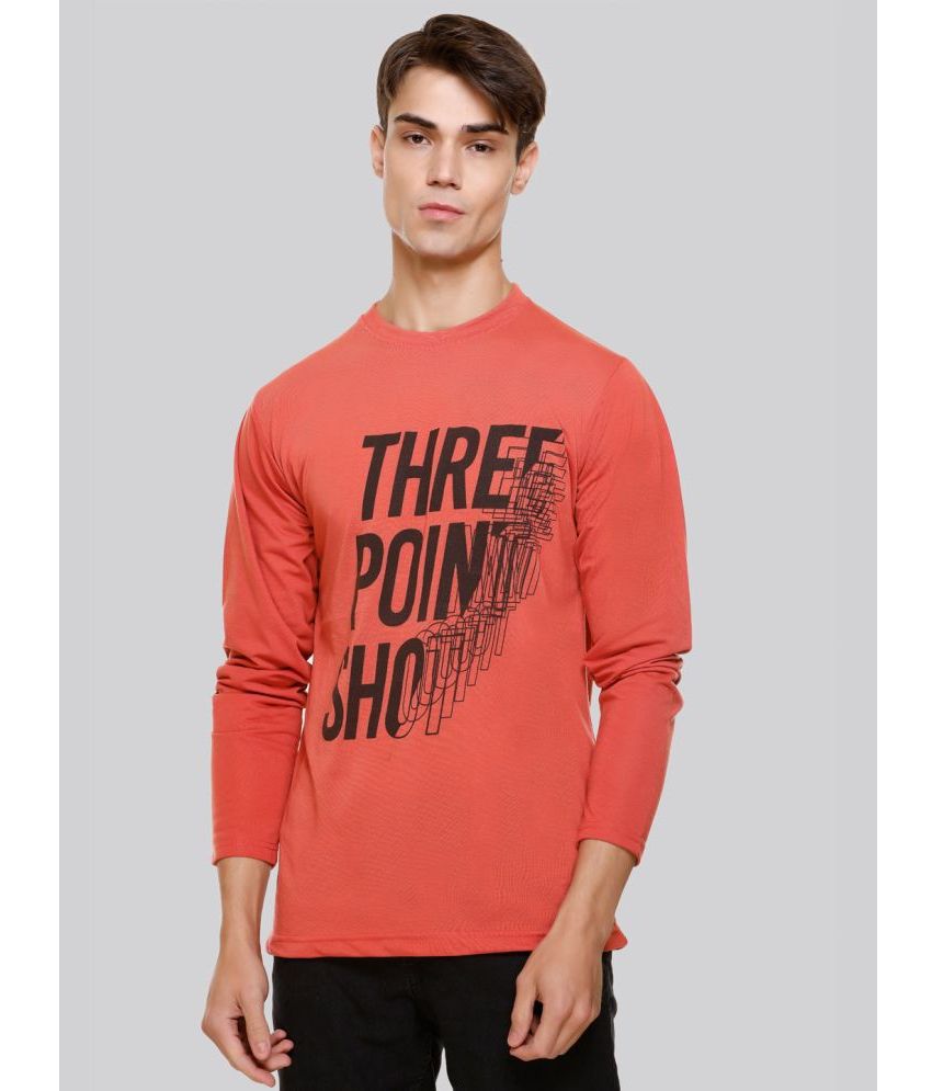     			HVBK Cotton Blend Regular Fit Printed Full Sleeves Men's T-Shirt - Coral ( Pack of 1 )