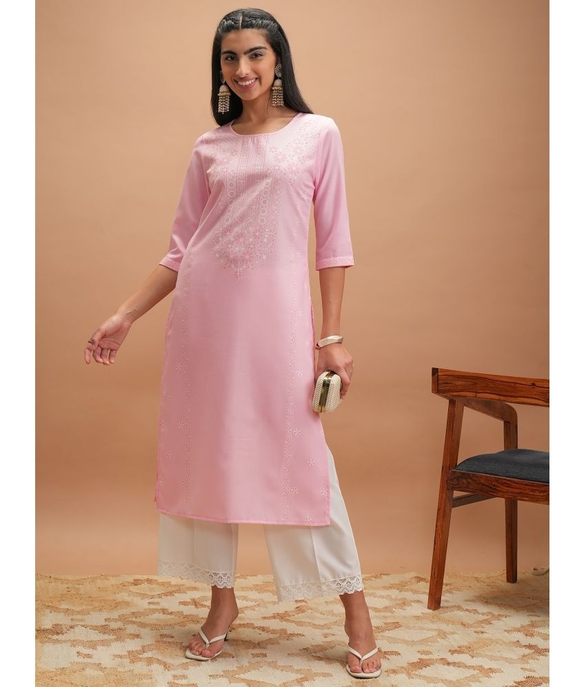     			Ketch Polyester Printed Straight Women's Kurti - Pink ( Pack of 1 )