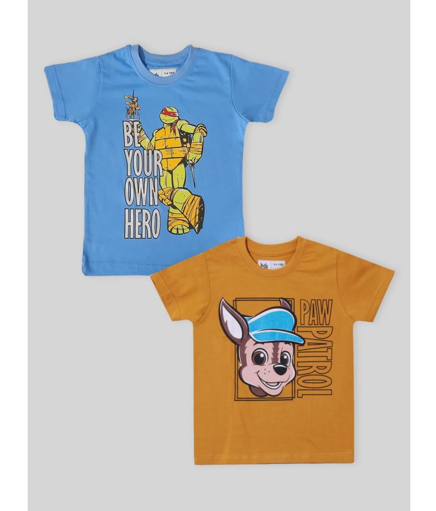    			MINUTE MIRTH Yellow Cotton Boy's T-Shirt ( Pack of 2 )