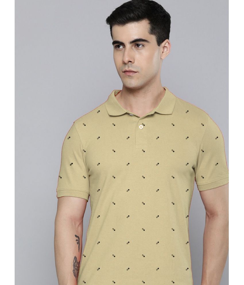     			Merriment Cotton Blend Regular Fit Printed Half Sleeves Men's Polo T Shirt - Beige ( Pack of 1 )