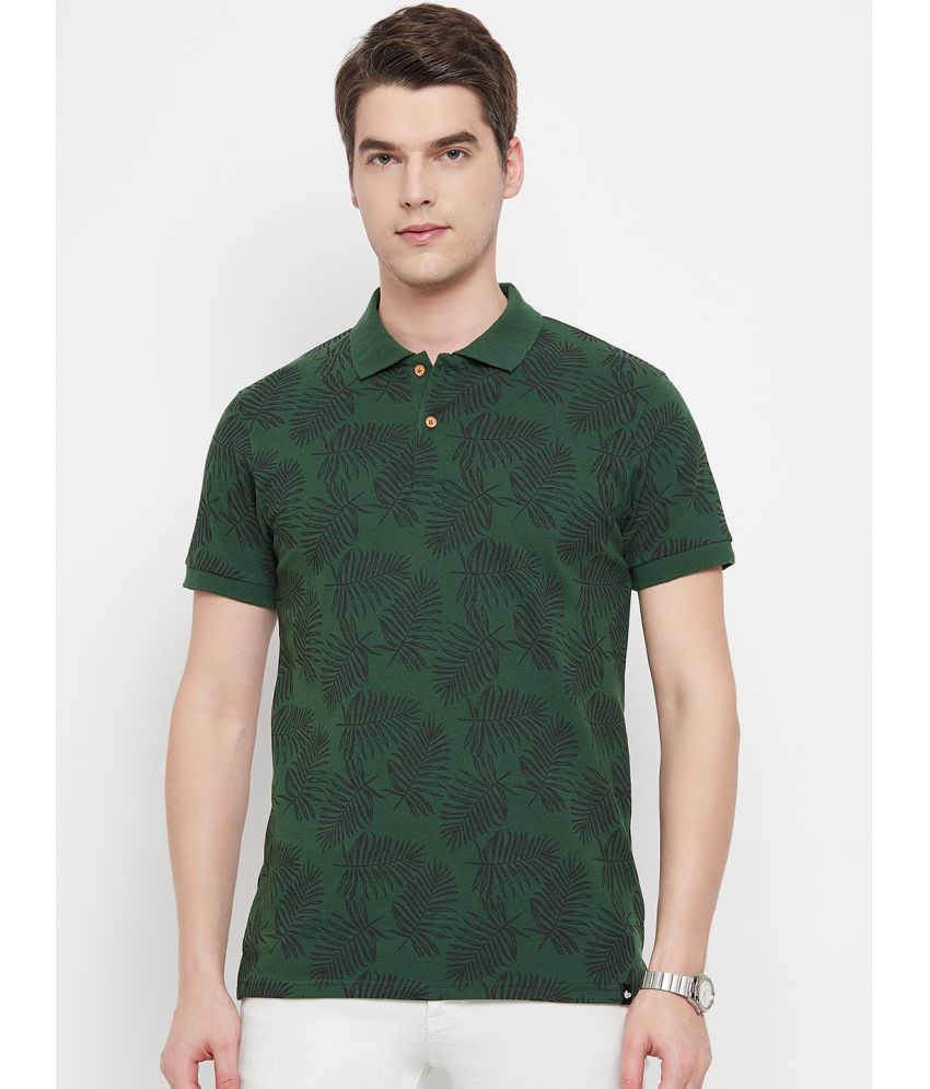     			NUEARTH Cotton Blend Regular Fit Printed Half Sleeves Men's Polo T Shirt - Dark Green ( Pack of 1 )