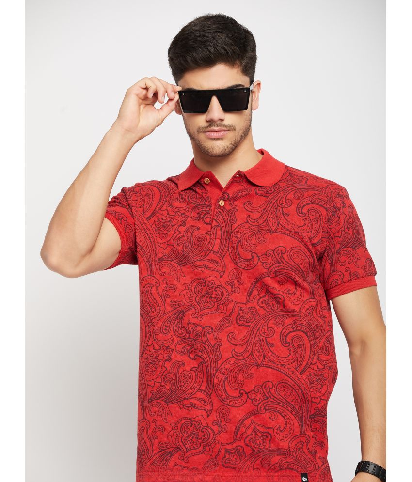    			NUEARTH Cotton Blend Regular Fit Printed Half Sleeves Men's Polo T Shirt - Red ( Pack of 1 )