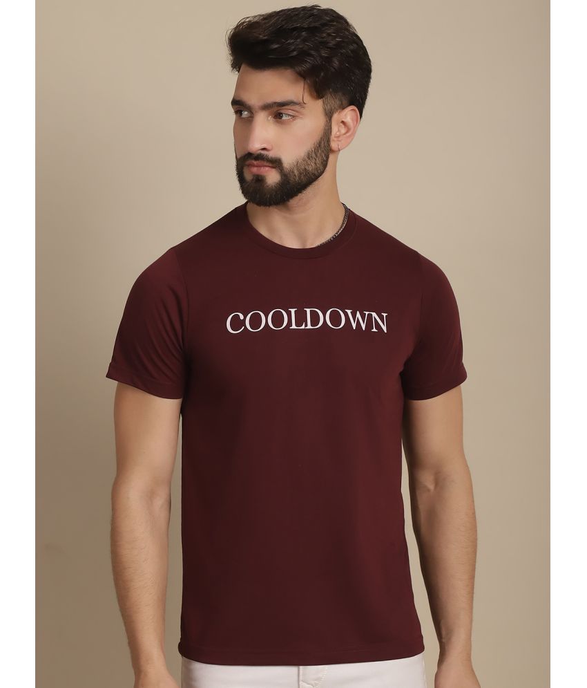     			NVI Cotton Blend Regular Fit Printed Half Sleeves Men's T-Shirt - Maroon ( Pack of 1 )