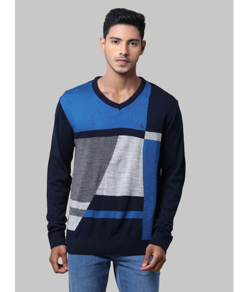     			Parx Acrylic V-Neck Men's Full Sleeves Pullover Sweater - Blue ( Pack of 1 )