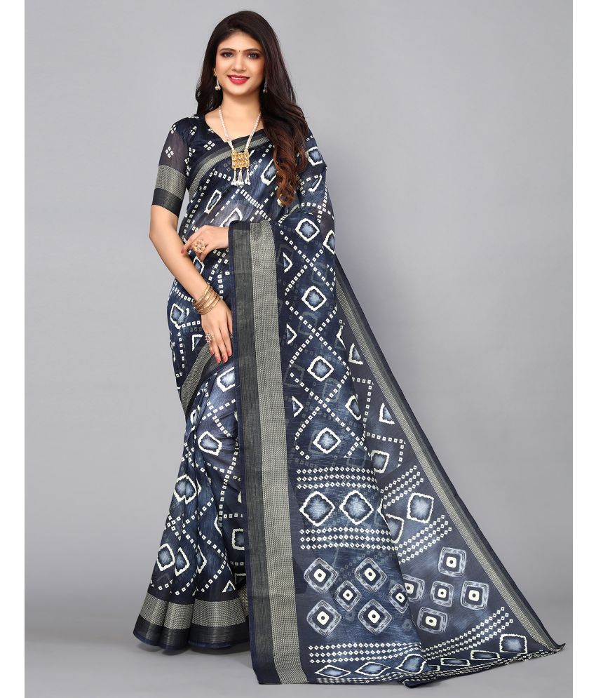     			Samah Cotton Printed Saree With Blouse Piece - Grey ( Pack of 1 )